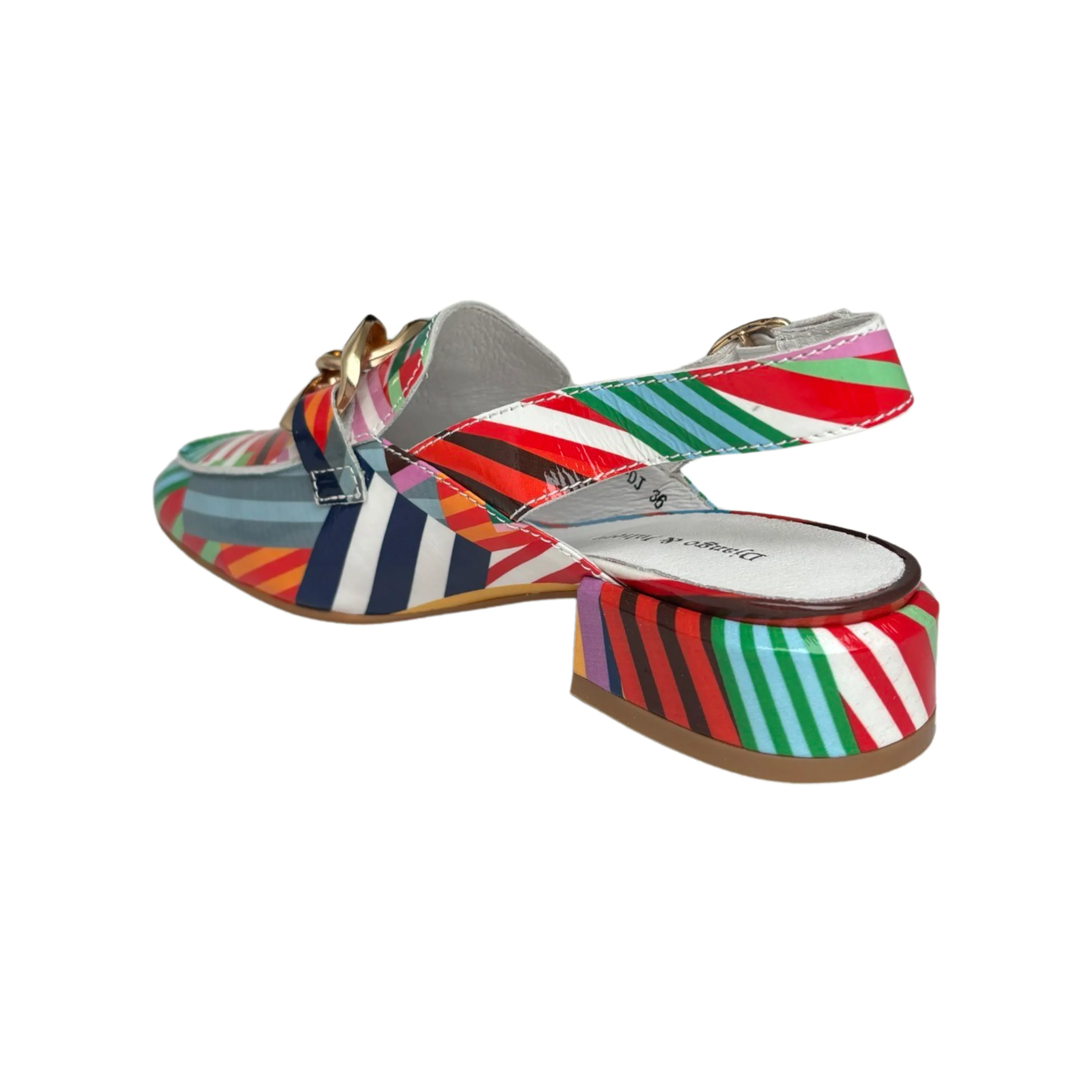 Vabor Patent Stripe Sling Back