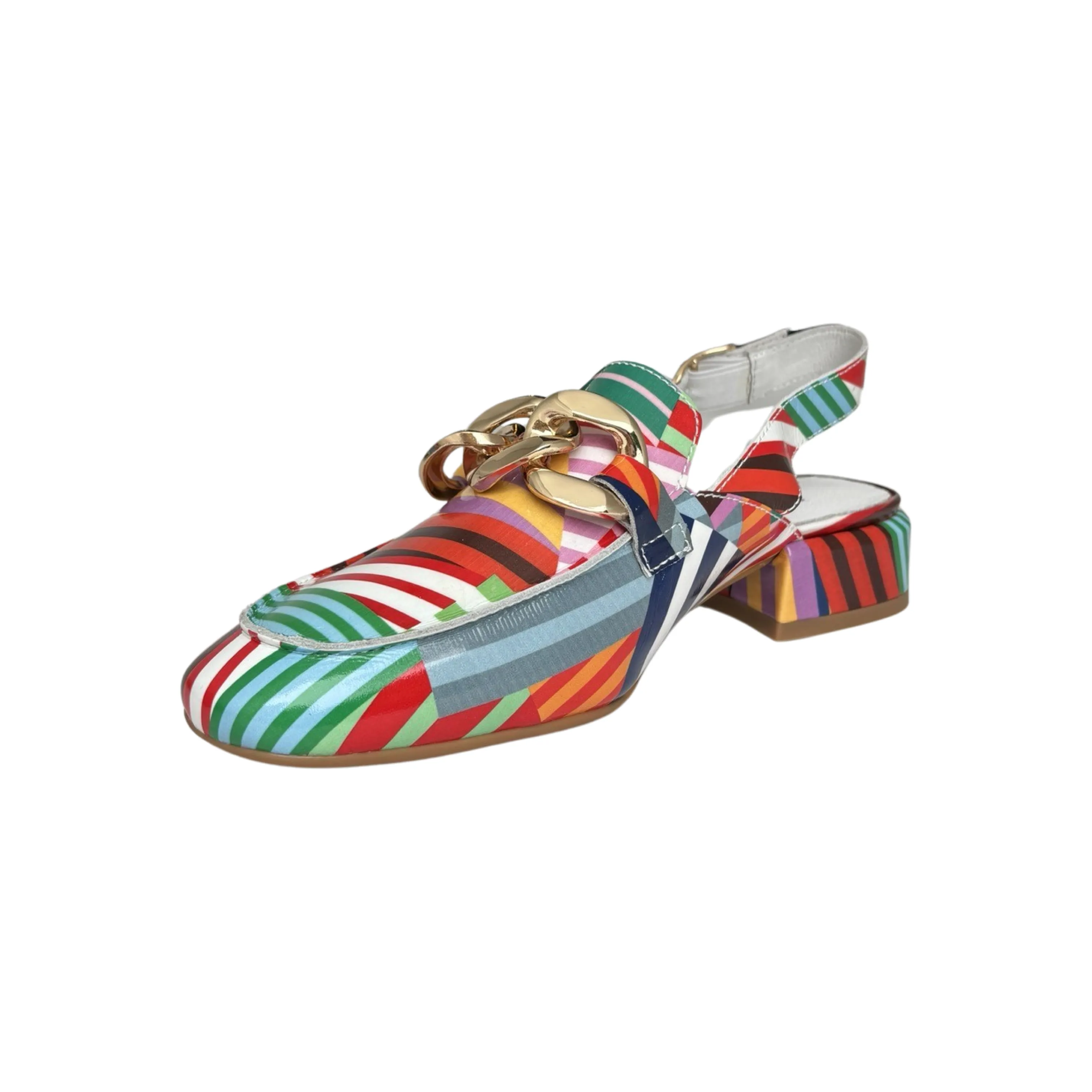 Vabor Patent Stripe Sling Back