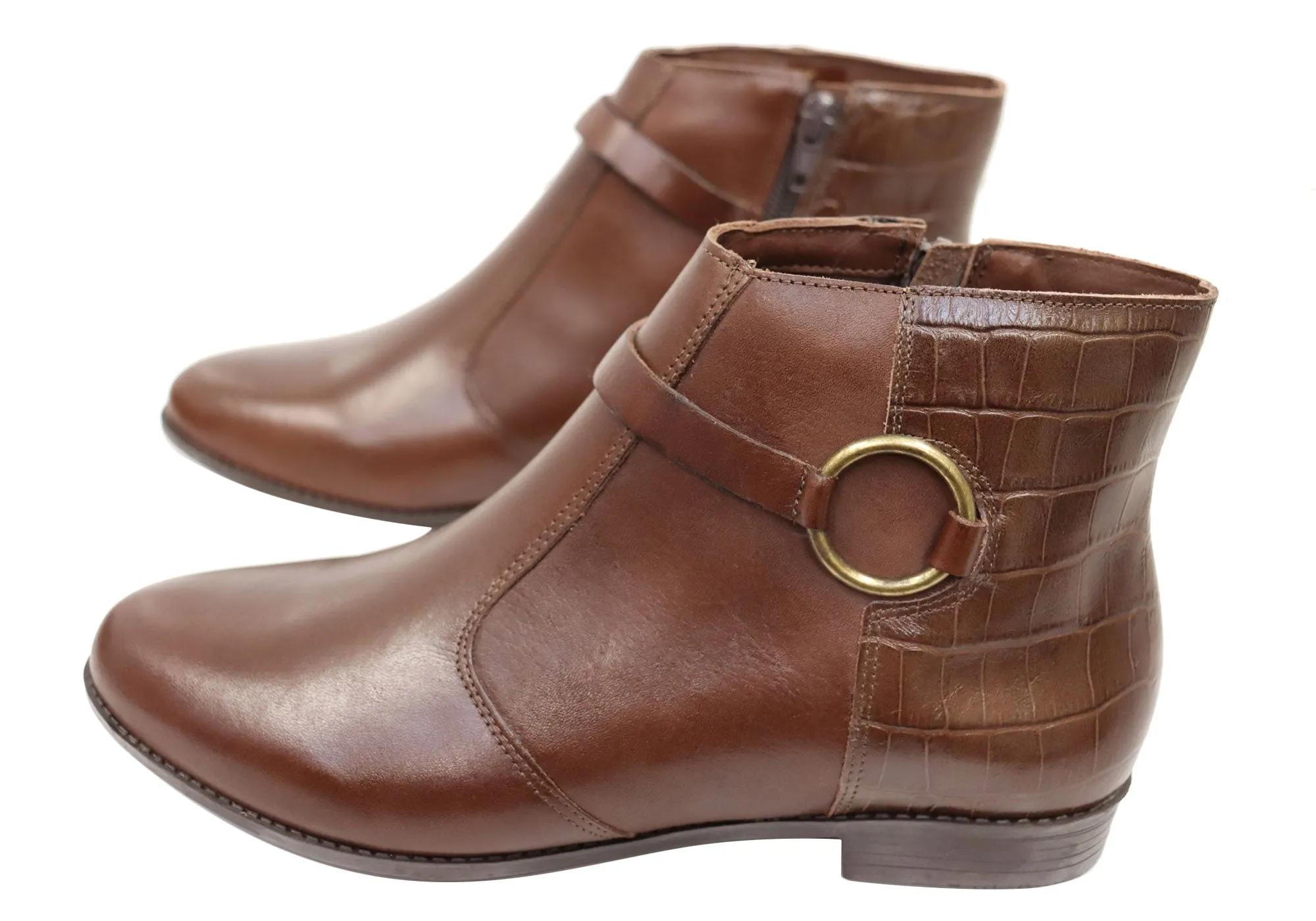 Via Paula Lin Womens Comfortable Brazilian Leather Ankle Boots