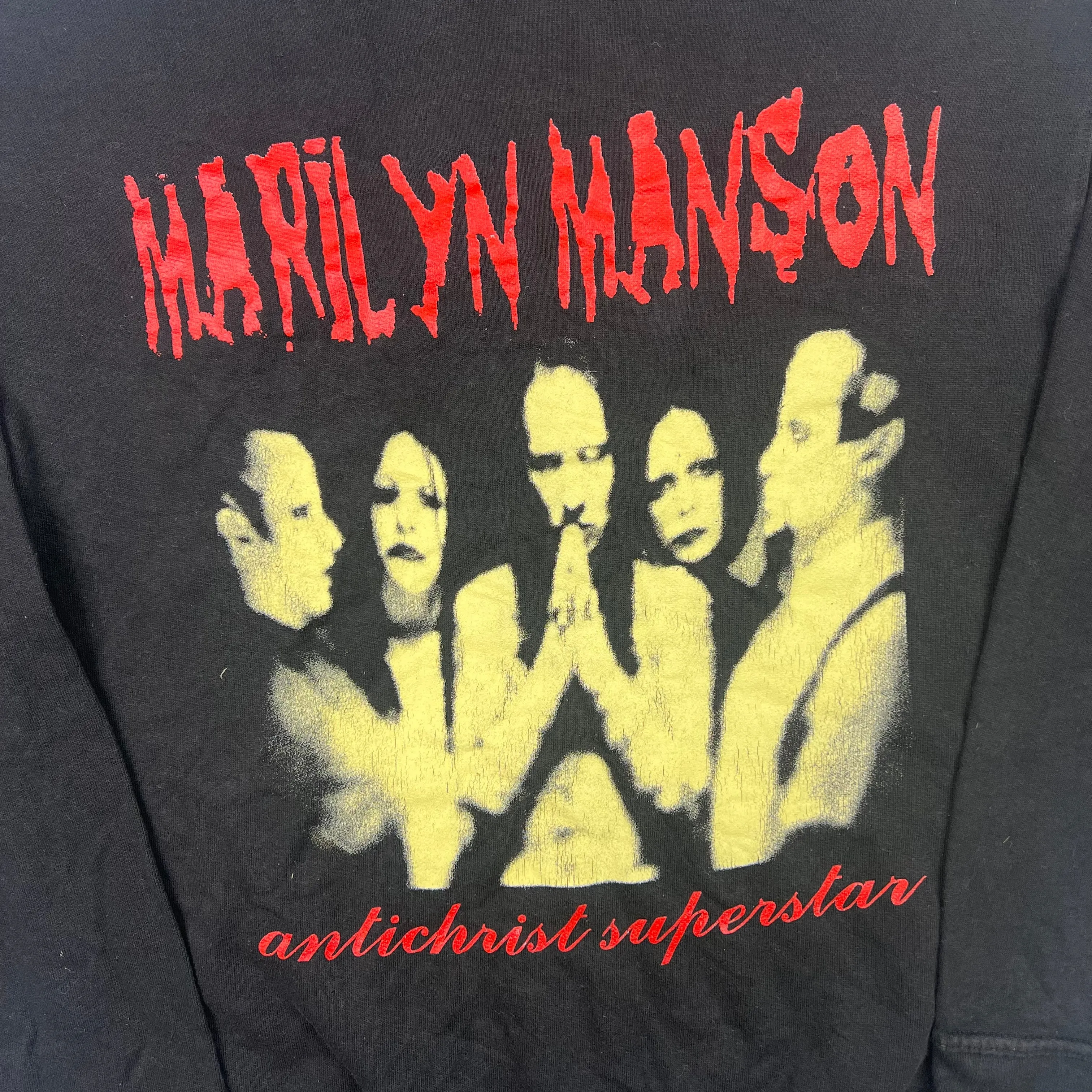 Vintage 1996 Marilyn Manson Antichrist Superstar Graphic Hoodie Black Rare