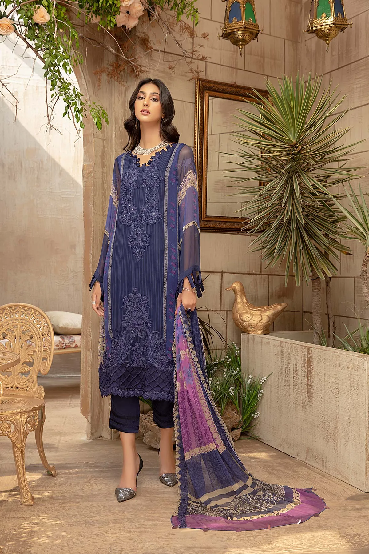 VSL-04 Chiffon Embroidered 3 Piece Unstitched Set