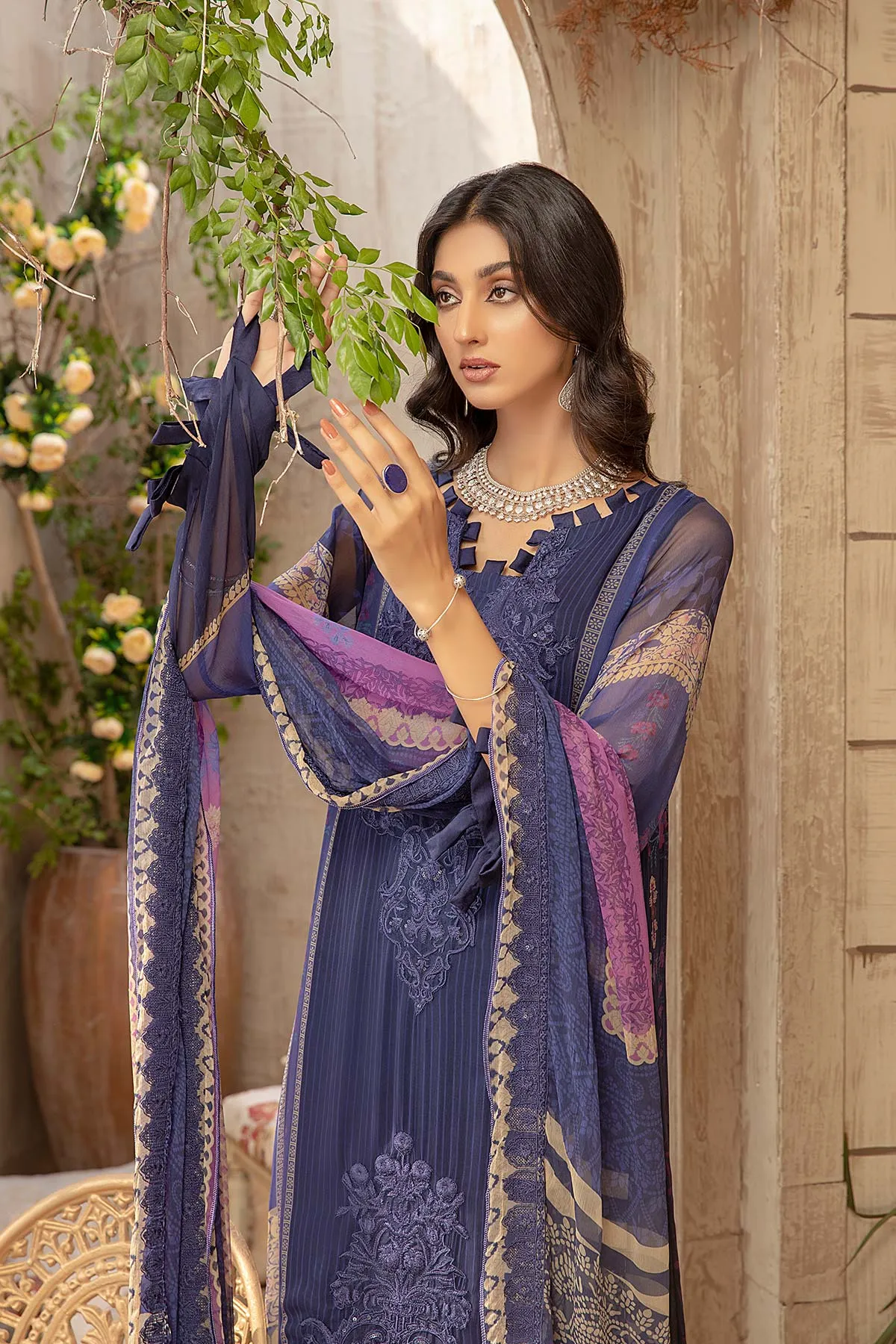 VSL-04 Chiffon Embroidered 3 Piece Unstitched Set