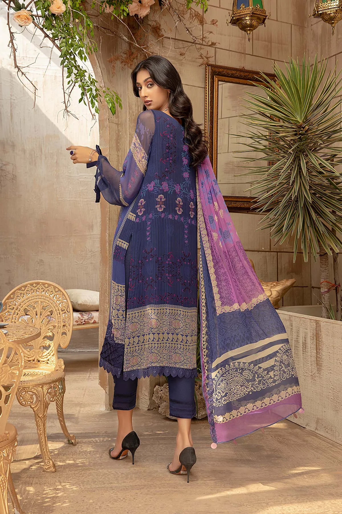 VSL-04 Chiffon Embroidered 3 Piece Unstitched Set