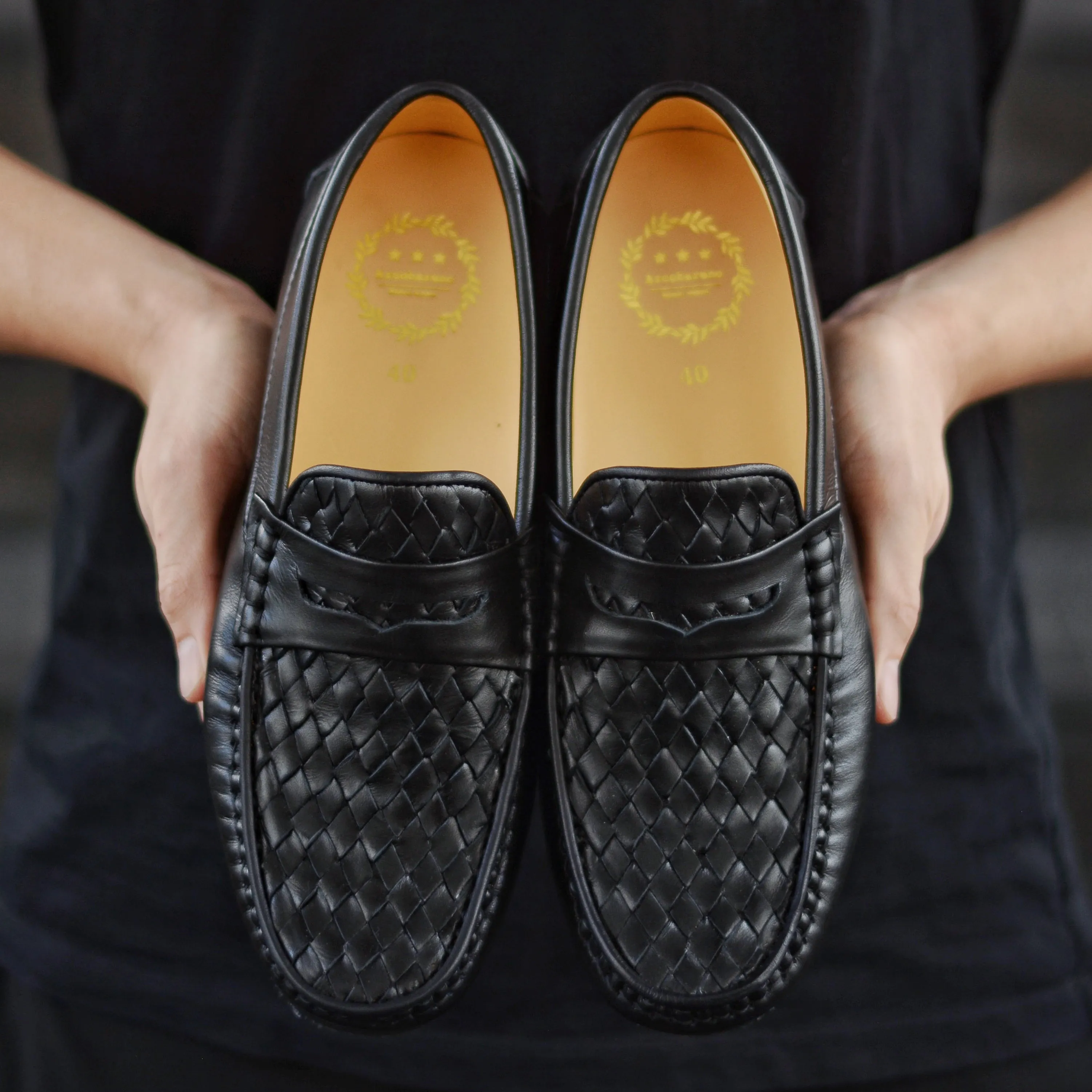 W823 Classic Penny Woven Loafer in Matte Black