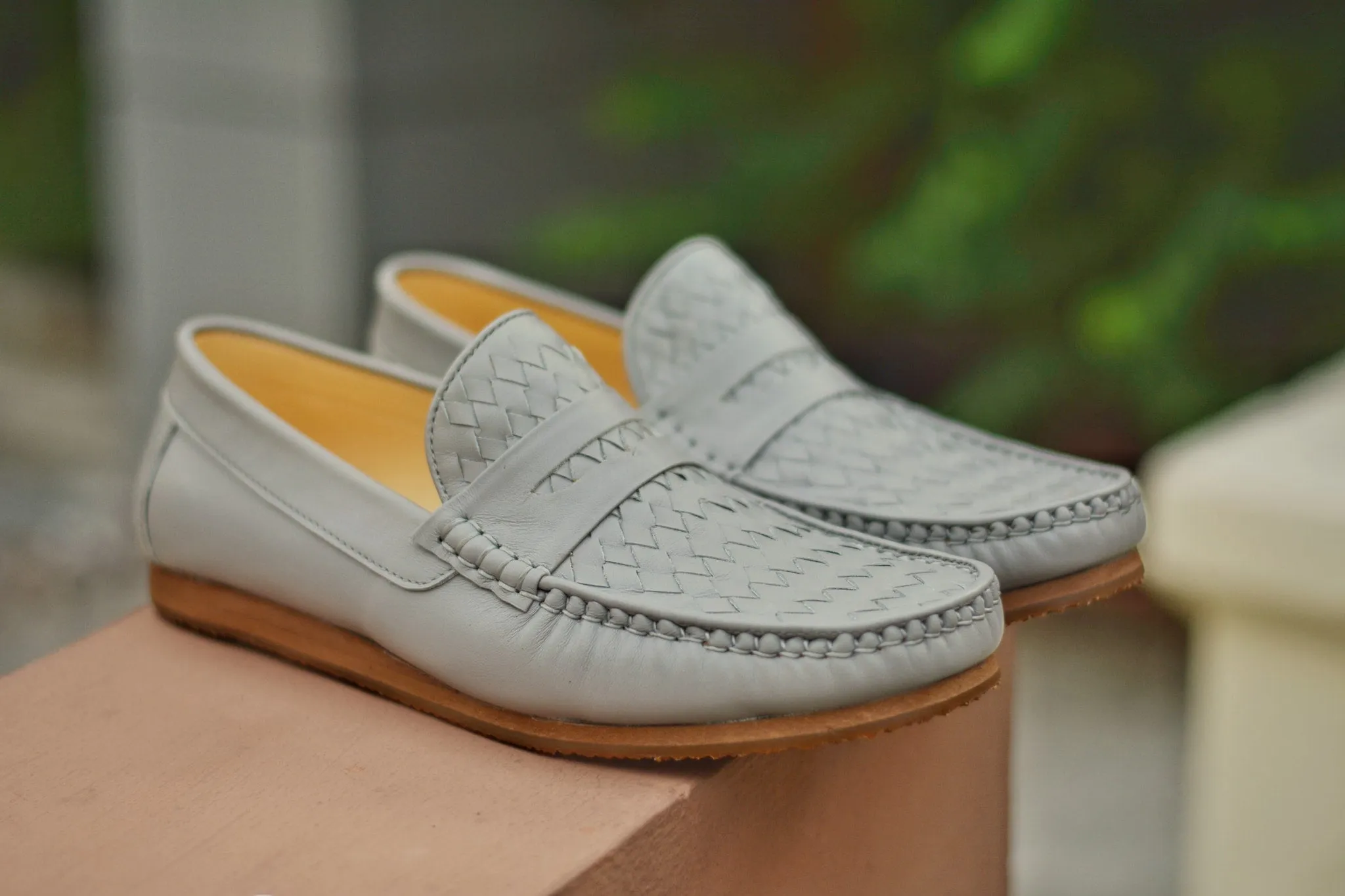 W823 Winter Gray Woven Penny Loafer