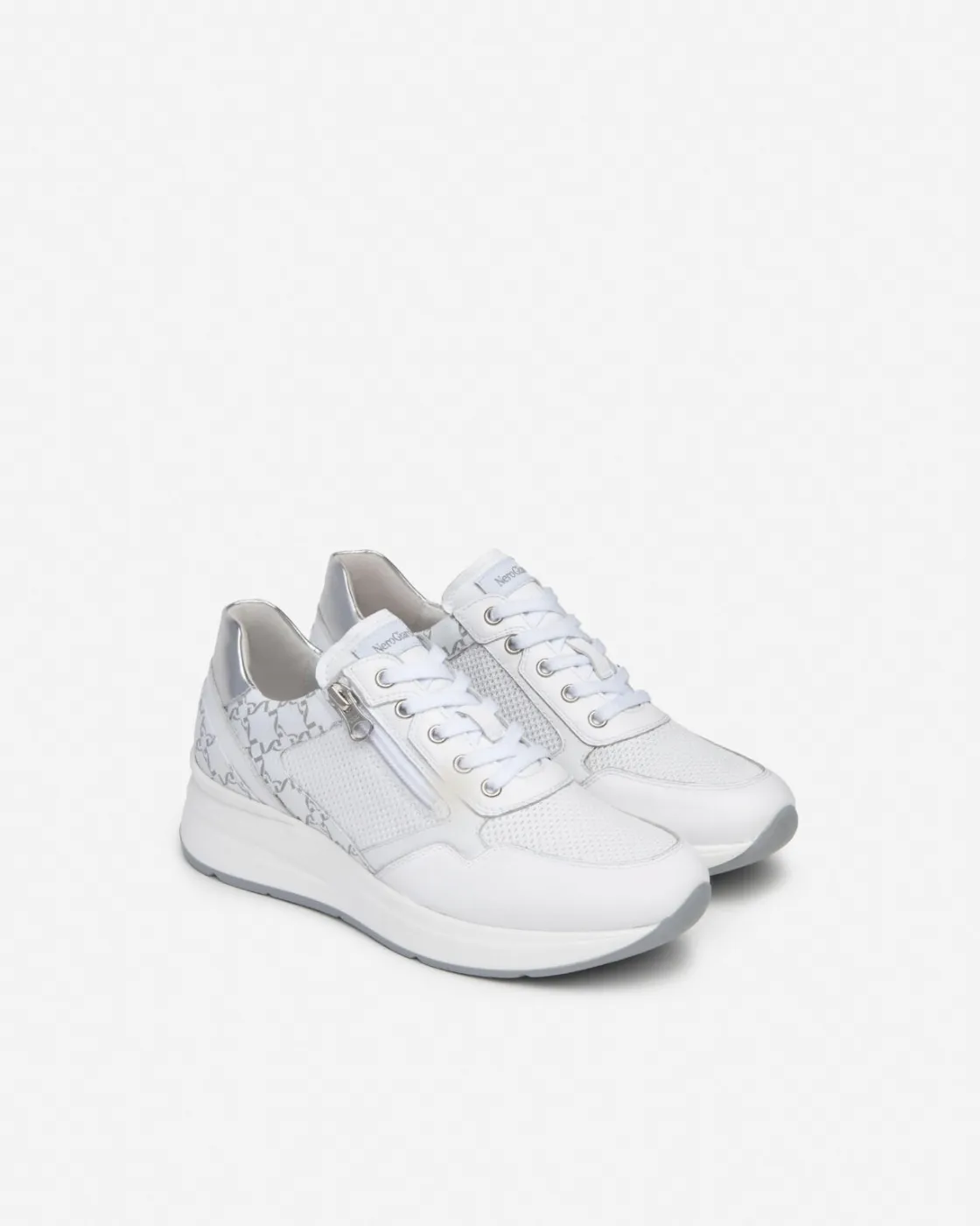 White leather zip sneakers - NEROGIARDINI women's collection - E409840D/707.