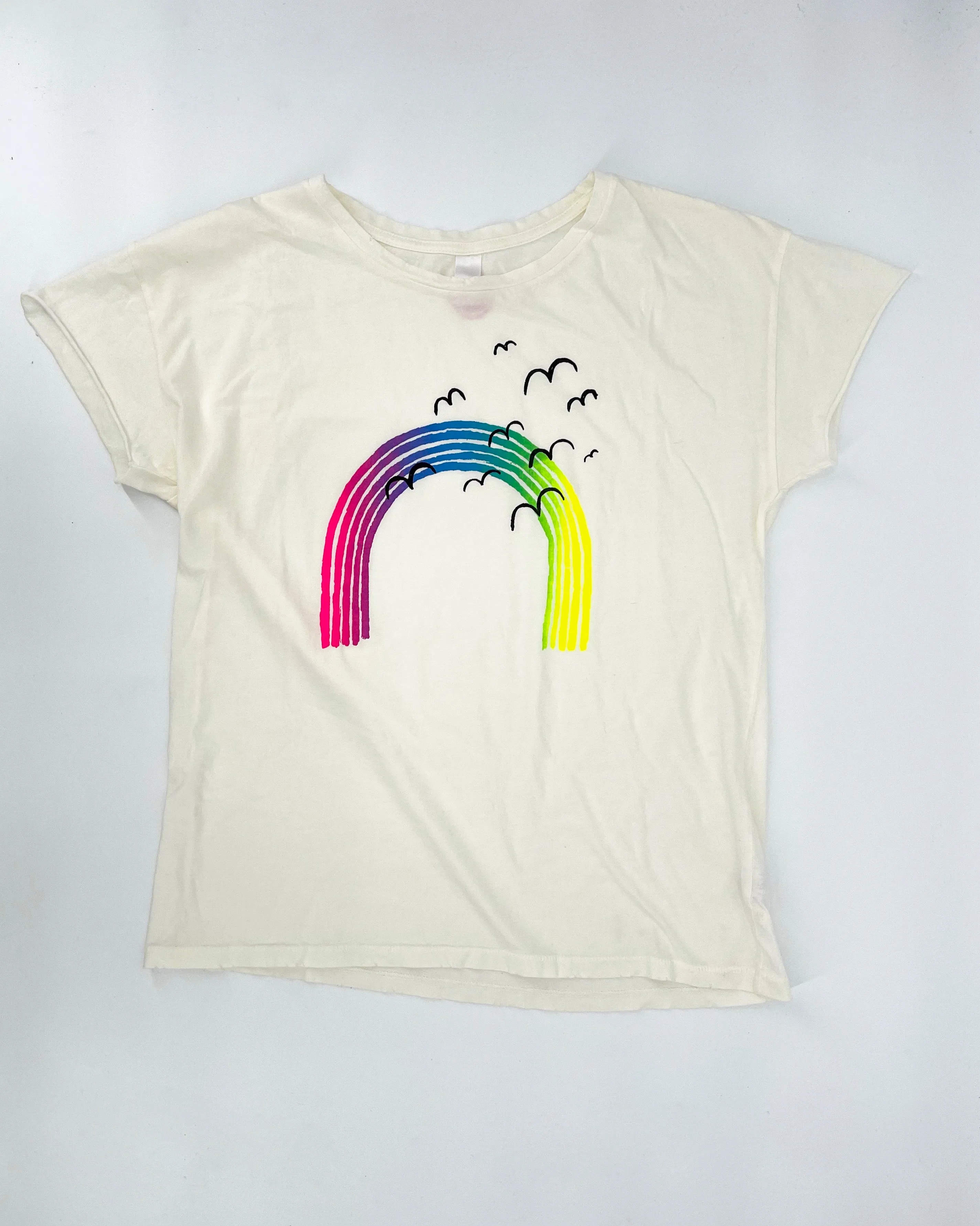 White T-Shirts with Rainbow Print