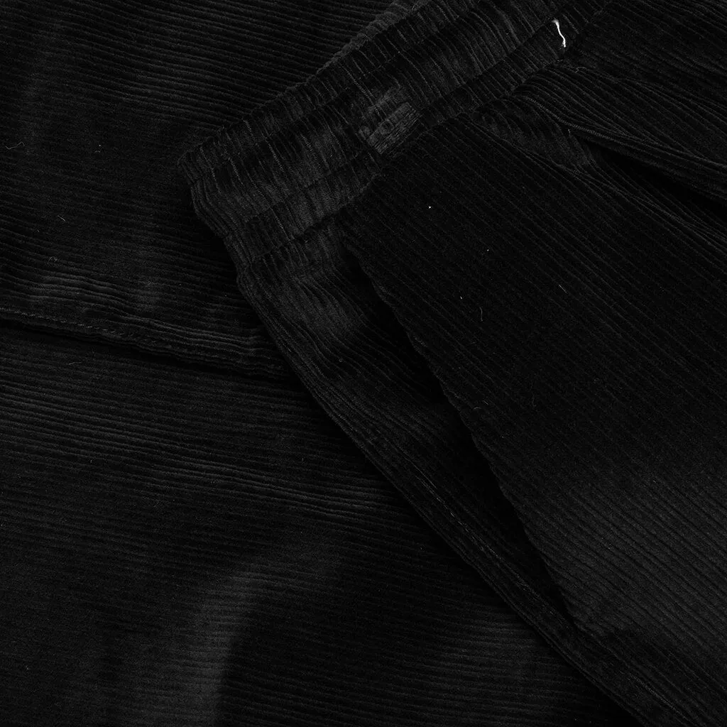 Wide leg black corduroy pants.