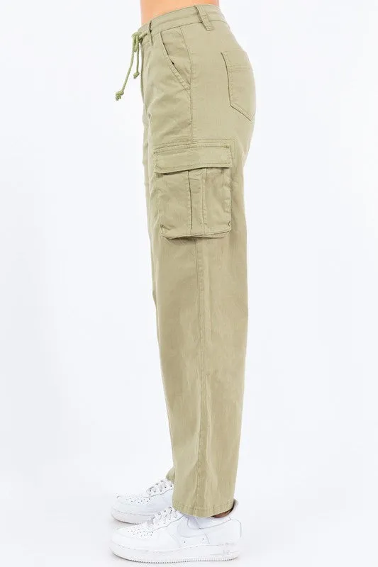 Wide Leg High Waist Drawstring Pants