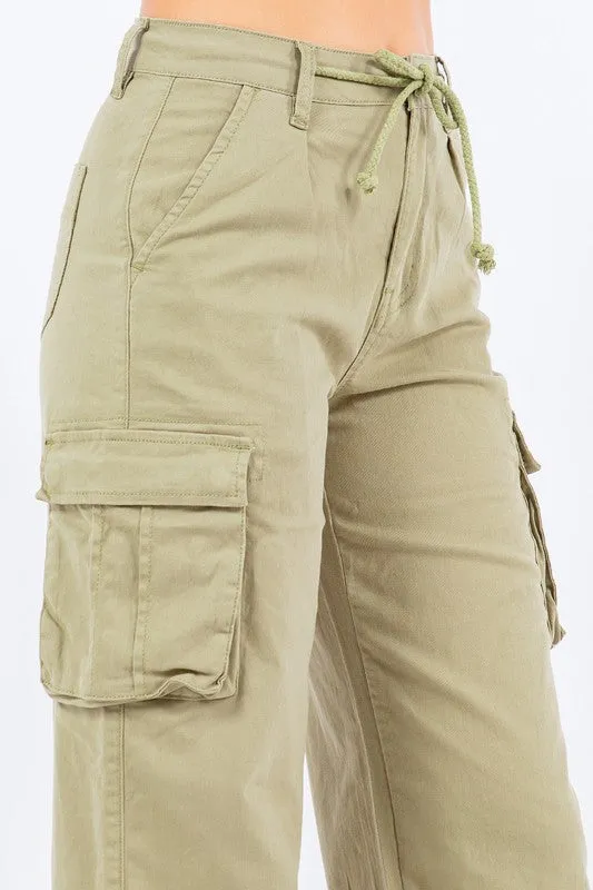 Wide Leg High Waist Drawstring Pants