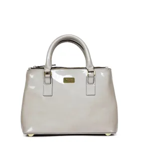 Women Fashion Tote Bag in Patent Beige Leather