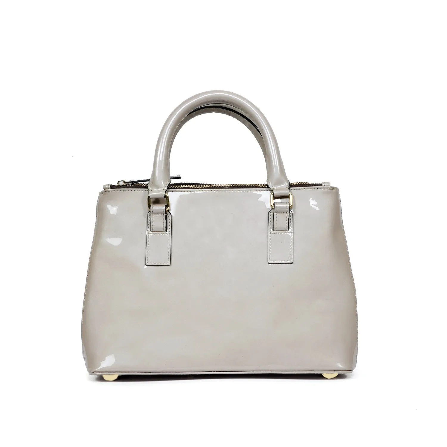 Women Fashion Tote Bag in Patent Beige Leather