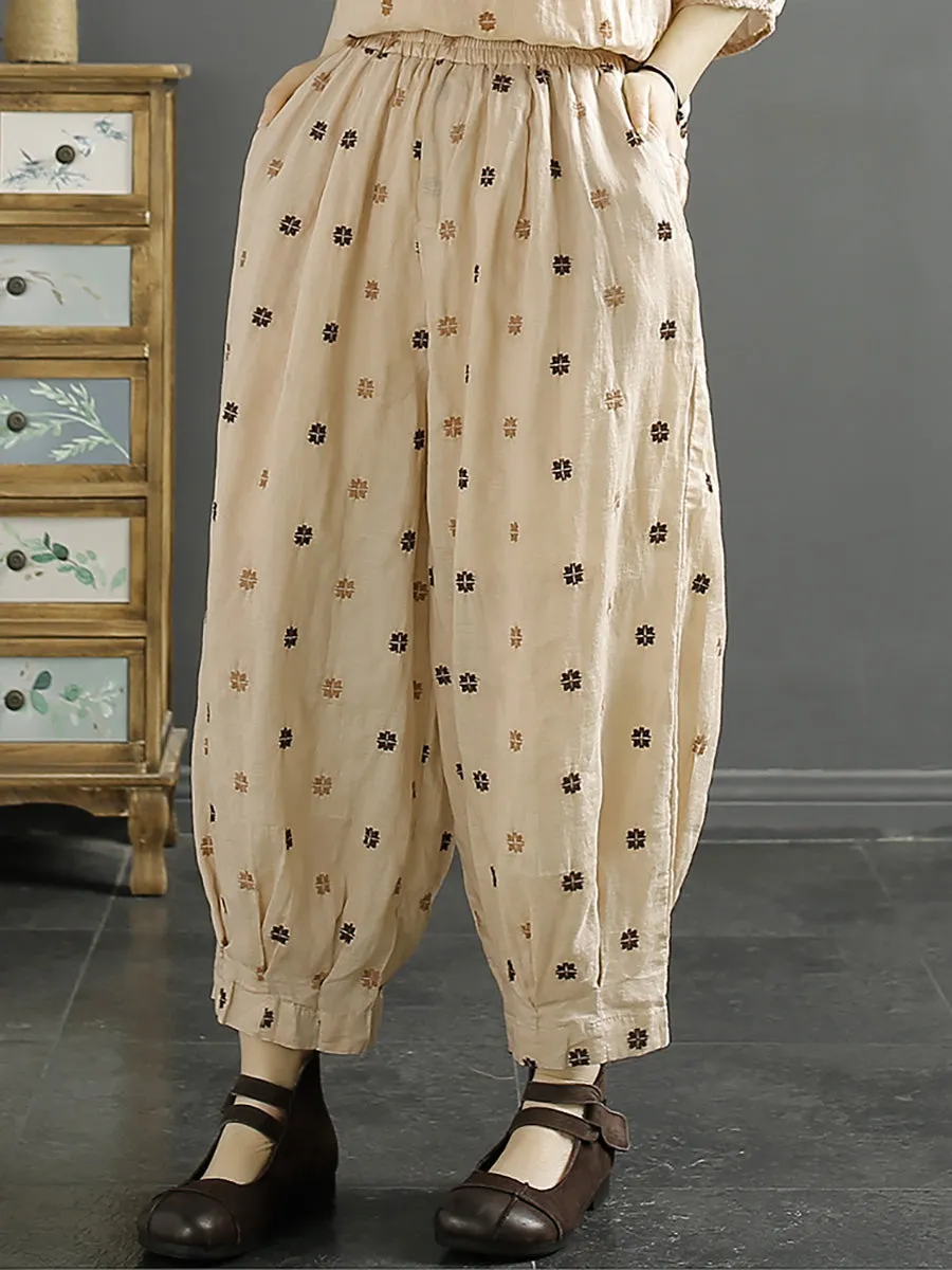 Women Floral Embroidered Harem Pants - KL1009