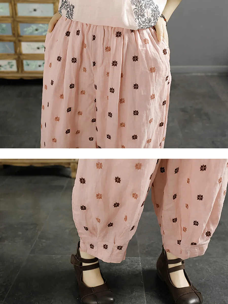 Women Floral Embroidered Harem Pants - KL1009