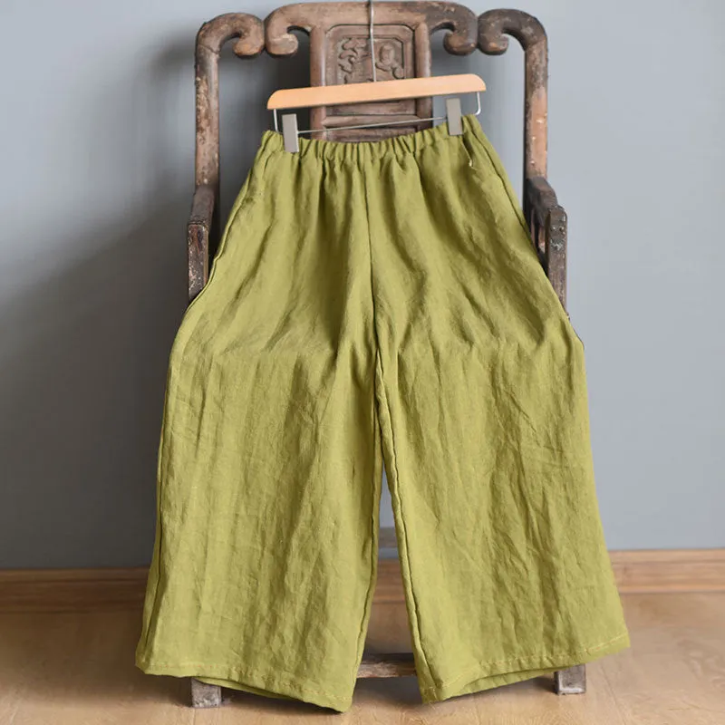 Women Solid Wide-leg Linen Pants | Casual Spring Collection KL1010