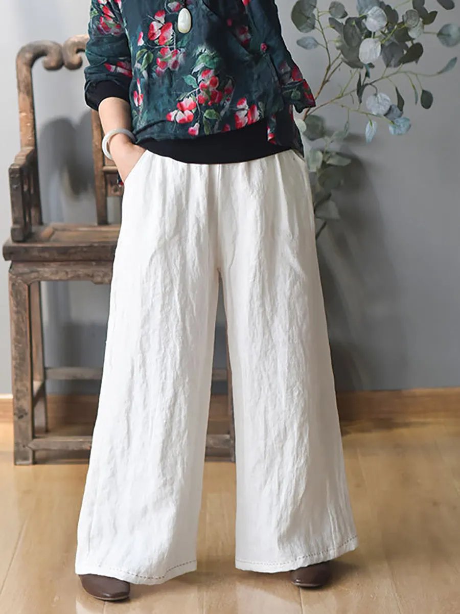 Women Solid Wide-leg Linen Pants | Casual Spring Collection KL1010