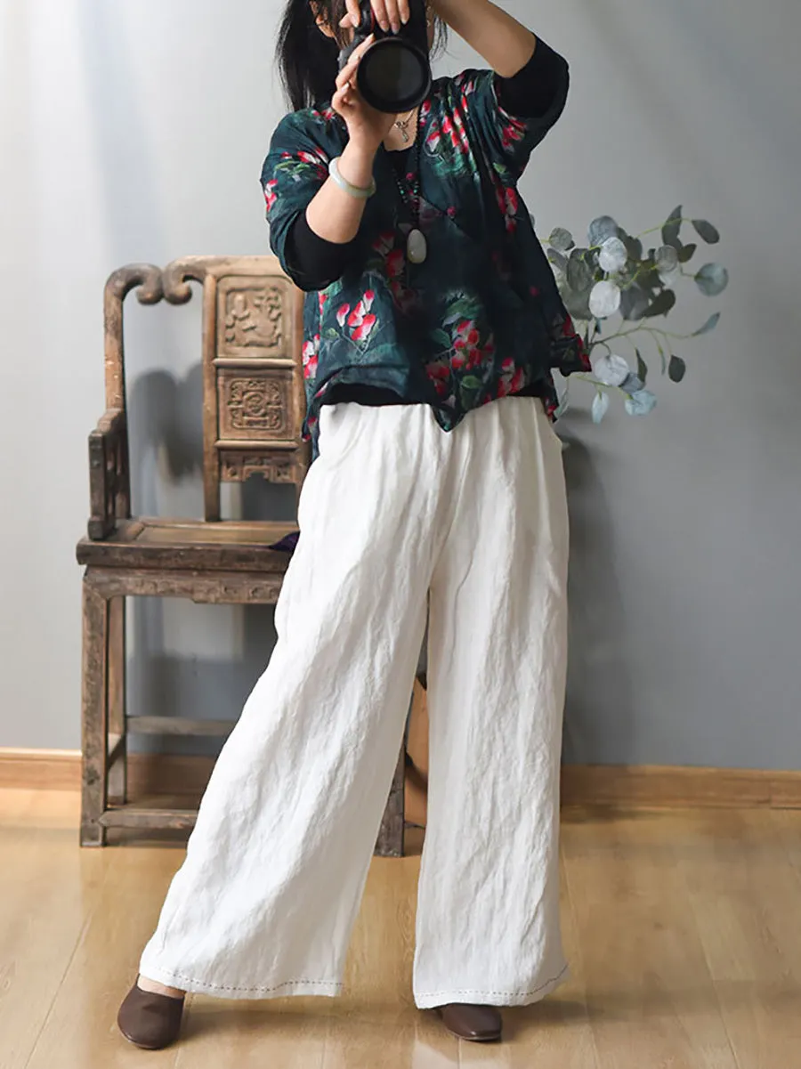 Women Solid Wide-leg Linen Pants | Casual Spring Collection KL1010