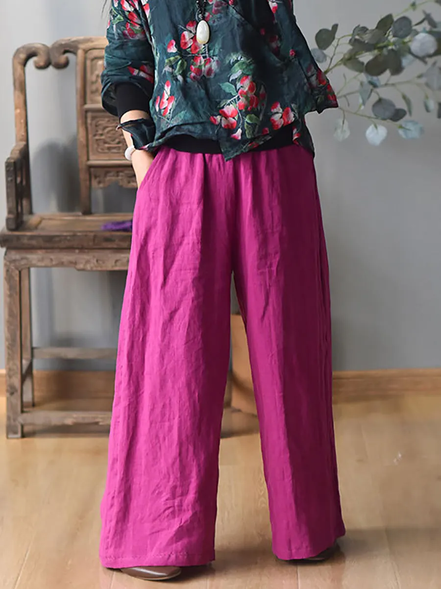 Women Solid Wide-leg Linen Pants | Casual Spring Collection KL1010