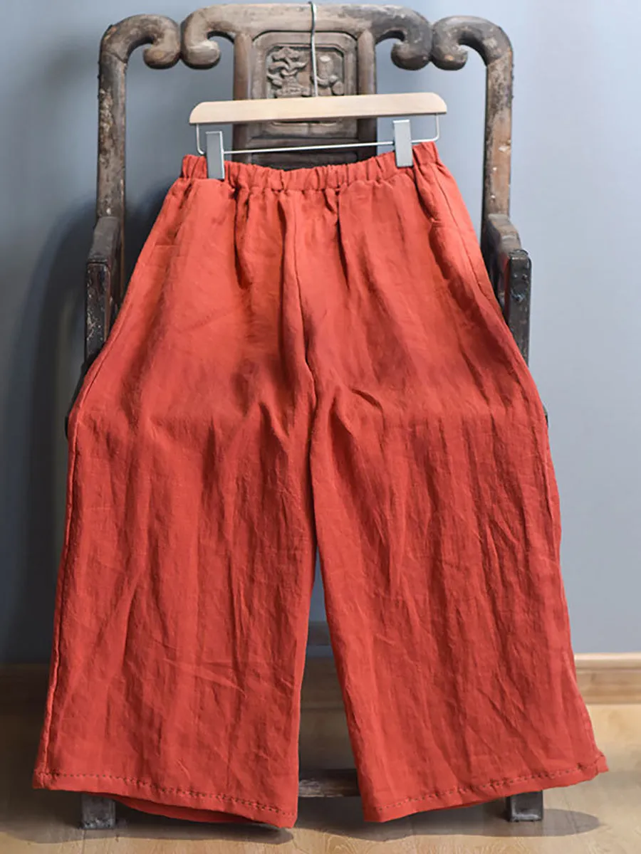 Women Solid Wide-leg Linen Pants | Casual Spring Collection KL1010