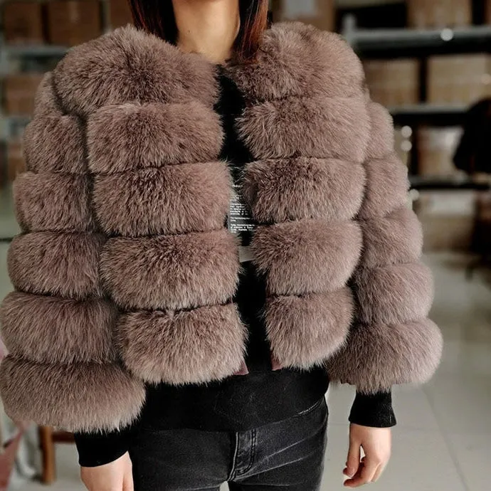 Women's Khaki Fox Raccoon Fur Leather Jacket