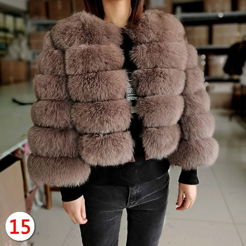 Women's Khaki Fox Raccoon Fur Leather Jacket