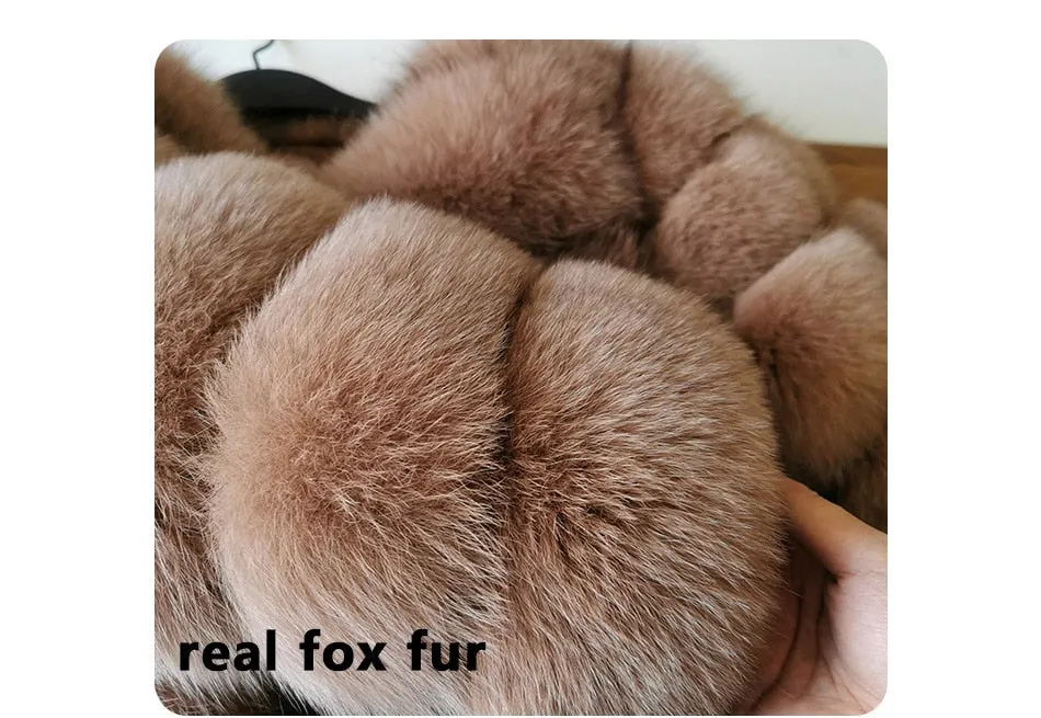 Women's Khaki Fox Raccoon Fur Leather Jacket