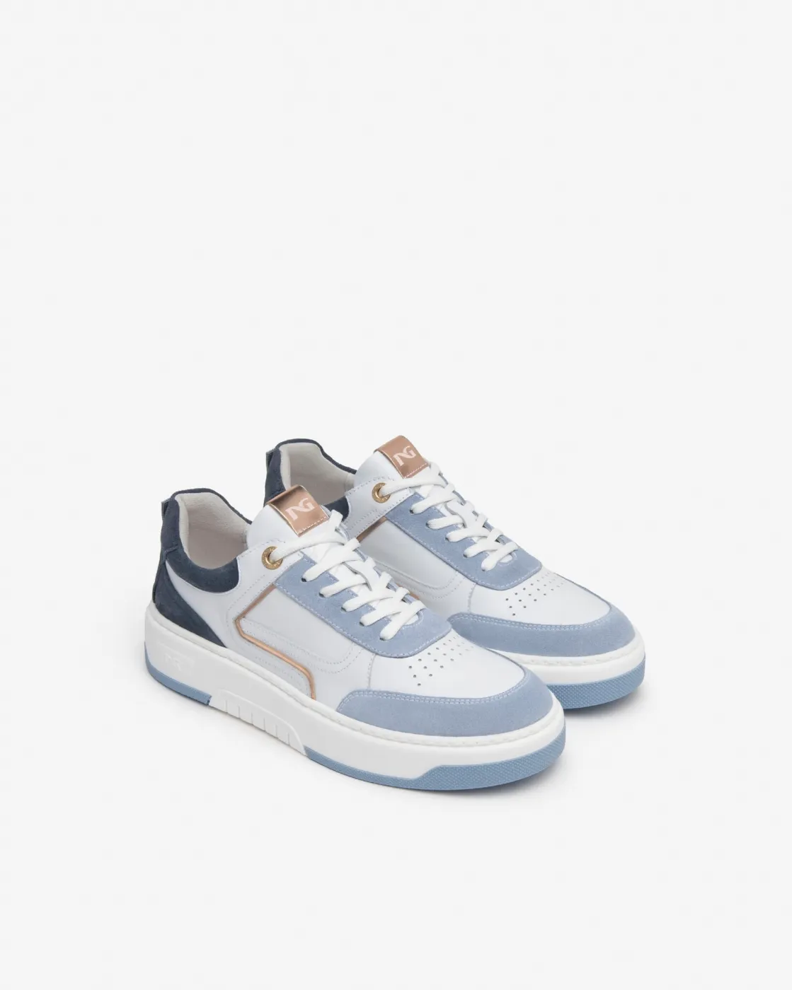 Women's White/Blue Skipper Sneakers - NeroGiardini E409992D/623