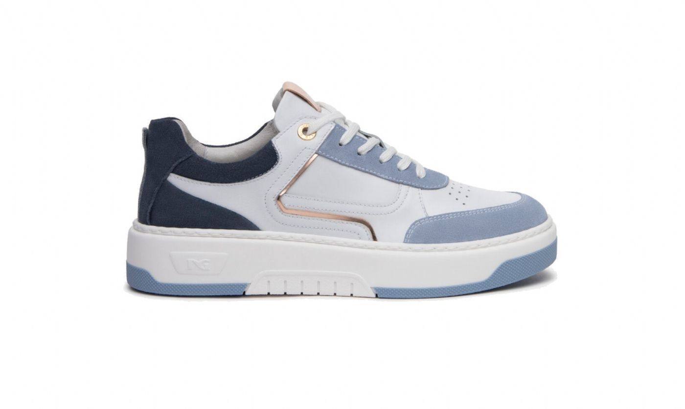 Women's White/Blue Skipper Sneakers - NeroGiardini E409992D/623