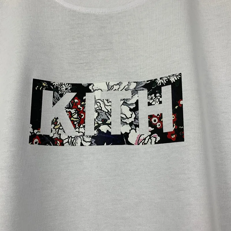 Xituodai Kith Box Logo T-shirt Casual Men Women 1:1 Best Quality Kith T Shirt Floral Print 2021 Summer Daily Men Tops