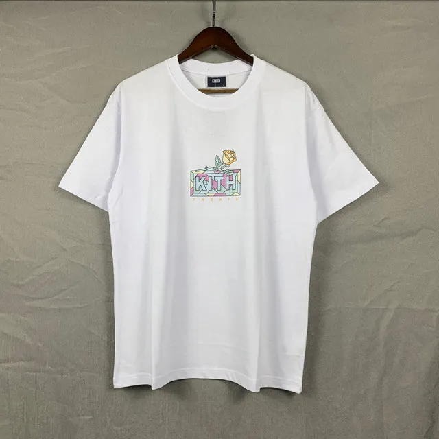 Xituodai Kith Box Logo T-shirt Casual Men Women 1:1 Best Quality Kith T Shirt Floral Print 2021 Summer Daily Men Tops