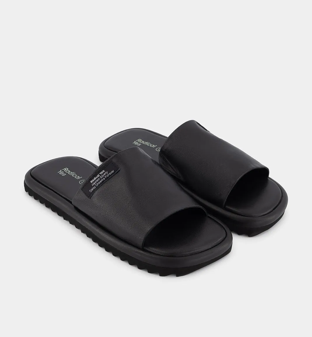 Yoyogi Black Leather Slide