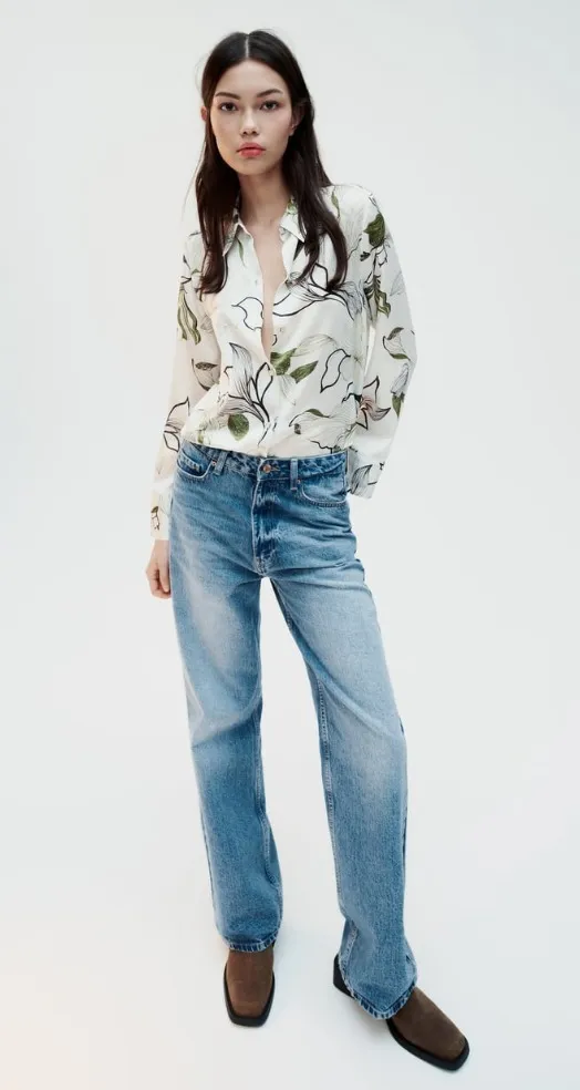 ZARA Printed Satin Shirt