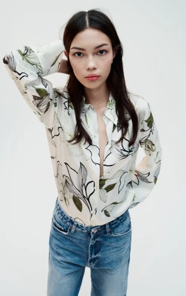 ZARA Printed Satin Shirt