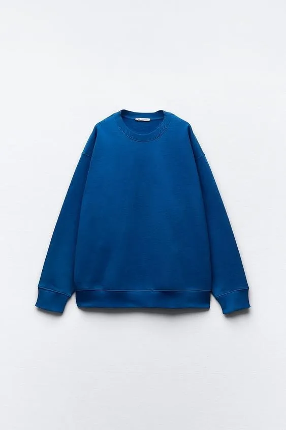 ZARA U-Neck Long Sleeves Plain Hoodies & Sweatshirts