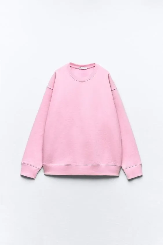 ZARA U-Neck Long Sleeves Plain Hoodies & Sweatshirts