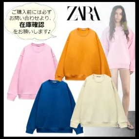 ZARA U-Neck Long Sleeves Plain Hoodies & Sweatshirts