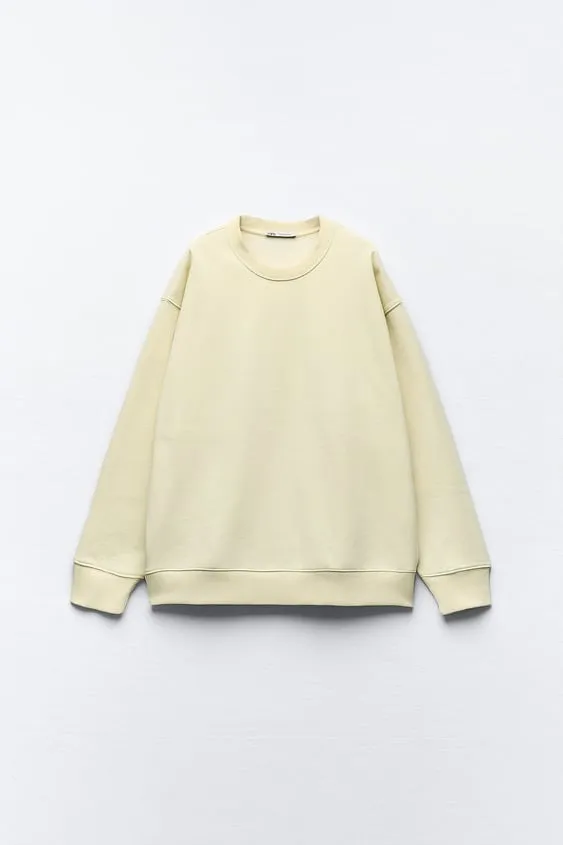 ZARA U-Neck Long Sleeves Plain Hoodies & Sweatshirts