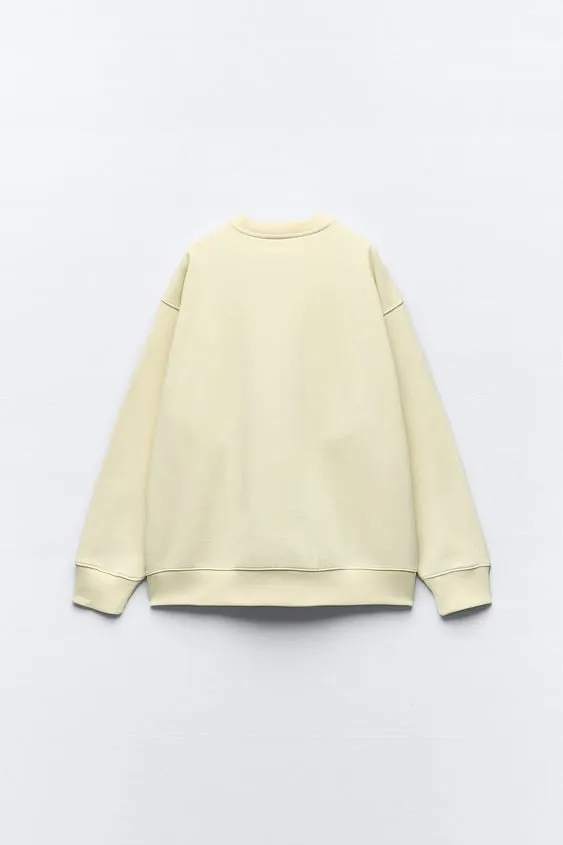 ZARA U-Neck Long Sleeves Plain Hoodies & Sweatshirts