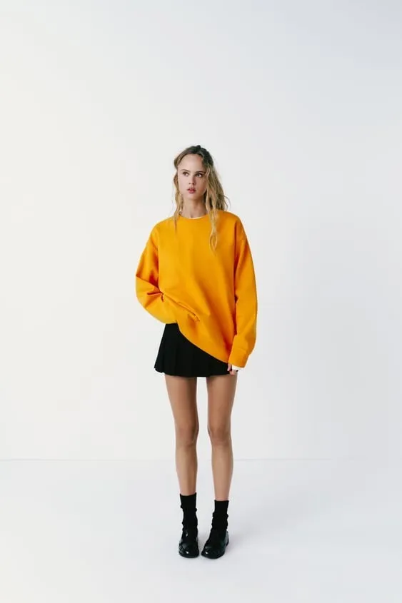 ZARA U-Neck Long Sleeves Plain Hoodies & Sweatshirts