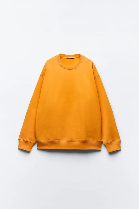 ZARA U-Neck Long Sleeves Plain Hoodies & Sweatshirts