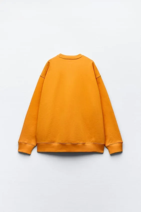 ZARA U-Neck Long Sleeves Plain Hoodies & Sweatshirts